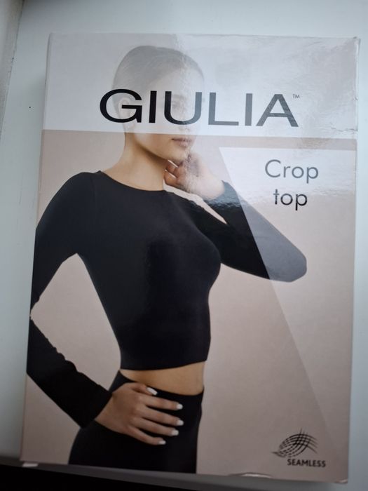Топ укорочений з довгим рукавом CROP TOP Giulia (nero), чорний