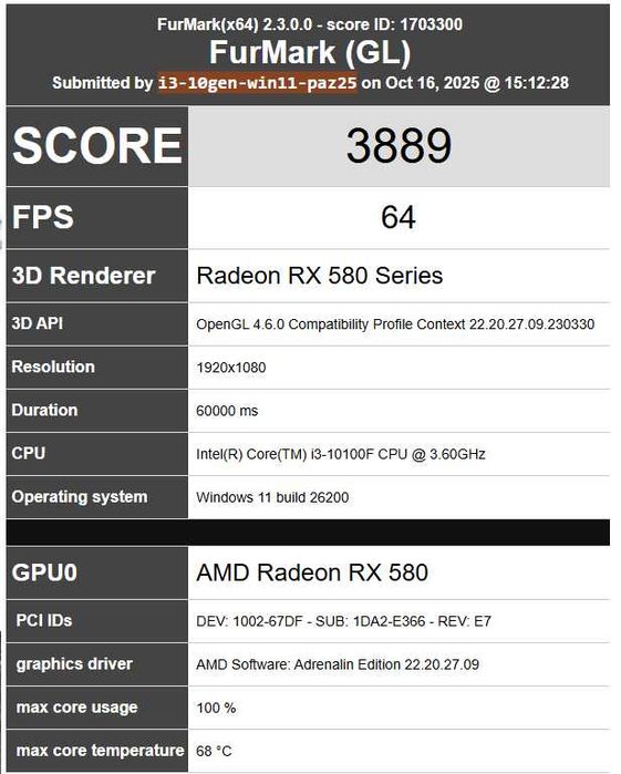 Gamingowy Win11 i3 10gen 4.3GHz turbo 8GB RAM RX580 8GB;256NVMe klaw+M