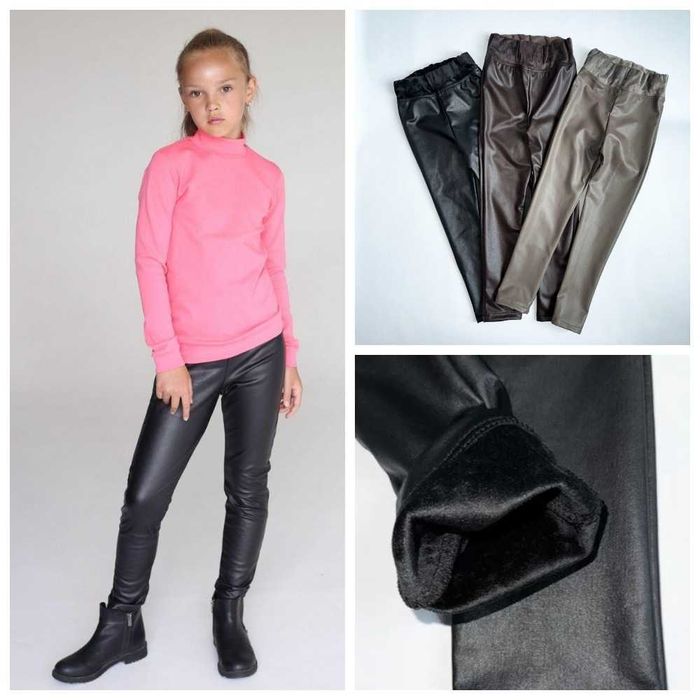 Лосини шкірзам на велюрі для дівчат, розміри на рости  104–170