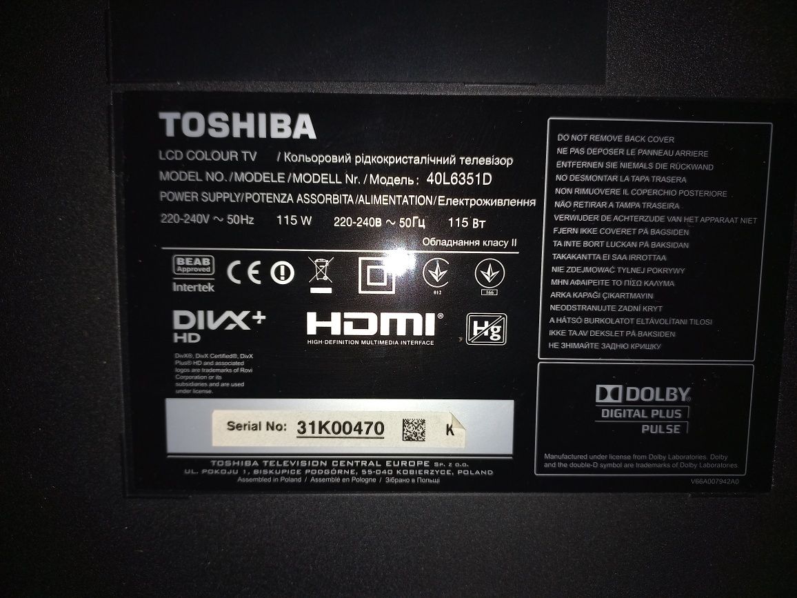 Telewizor Toshiba 40" FullHD