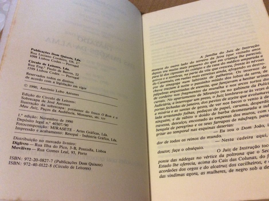 António Lobo Antunes 1a edição Tratado das Paixões da Alma 1990