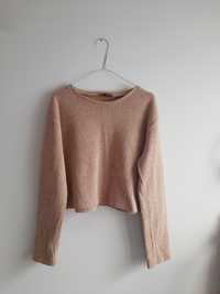 Sweter prążki bluza camel ZARA