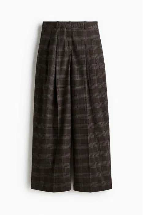 Spodnie 38 nowa kolekcja brązowe krata Luźne wiskoza PROMOCJA EDITION