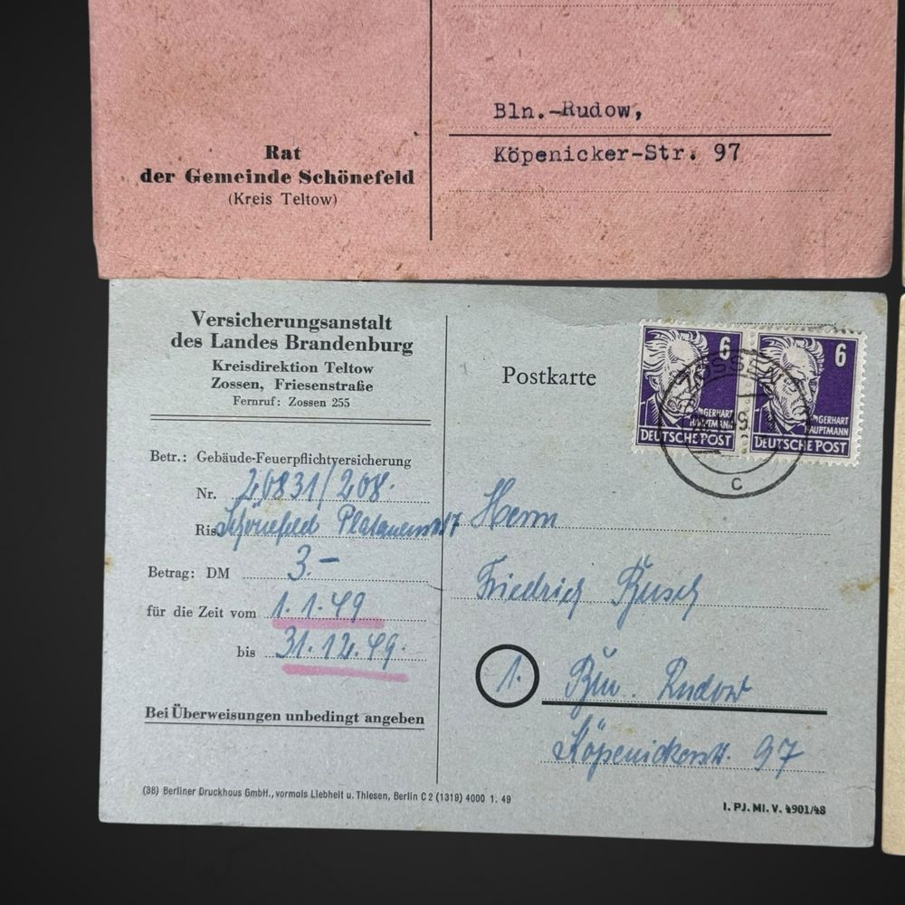 Niemieckie znaczki obiegowe formularz listowy Hauptmann Deutsche lk