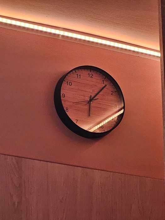 Nowoczesny Cichy Zegar Ścienny Drewno 25 Cm Minimalistyczny