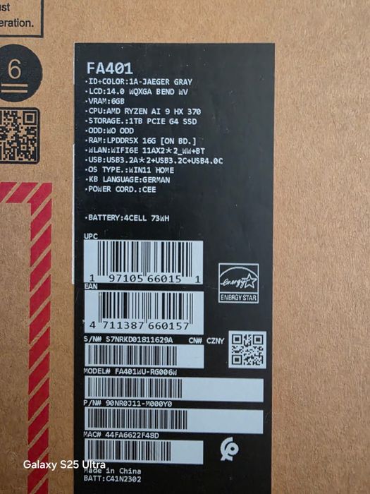 Ноутбук ASUS TUF Gaming FA401WU-RG006W