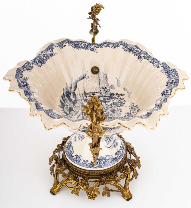 Ceramiczna Duża Patera Dekoracyjna Misa Empire Złota Na Nóżce 182450