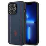 Etui U.S. Polo Assn. Leather Stitch na iPhone 14 Pro - granatowe