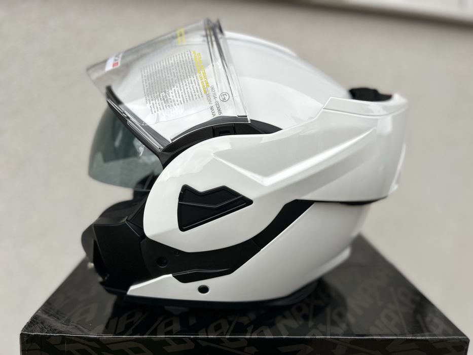Kask motocyklowy modulowy NAXA FF1 rozmiar L 59-60cm Bialy, Szczekowy!
