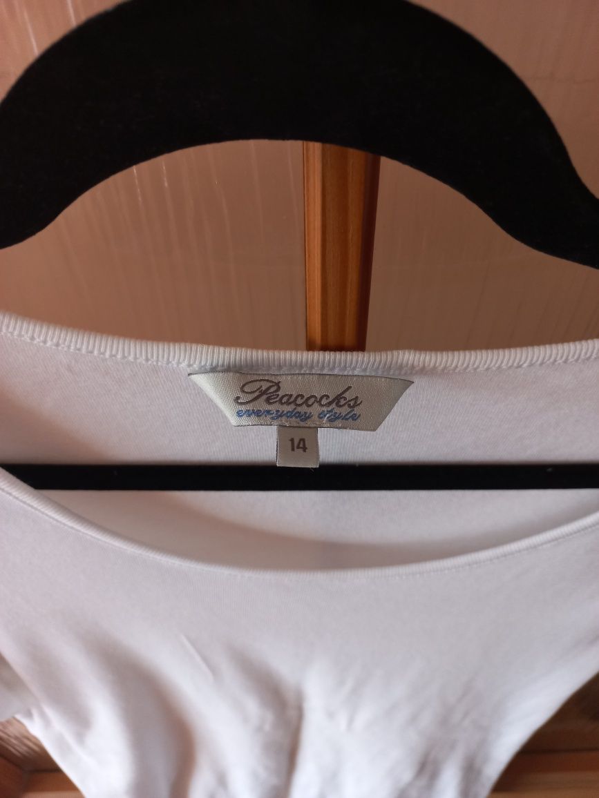 T-shirt damski, bluzka, koszulka rozm XL biała Peacocks #tshirt