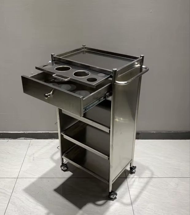 Wózek pomocnik fryzjerski stalowy stal nierdzewna