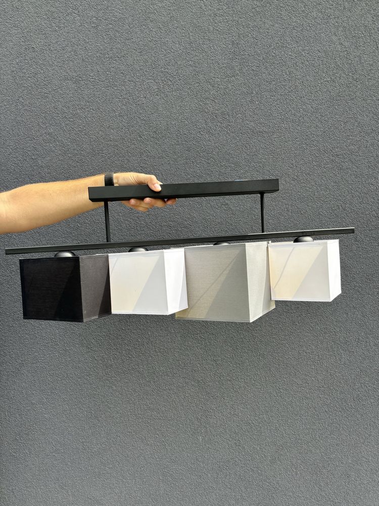 Lampa wisząca biel/szary/czarny 4 punkty światła