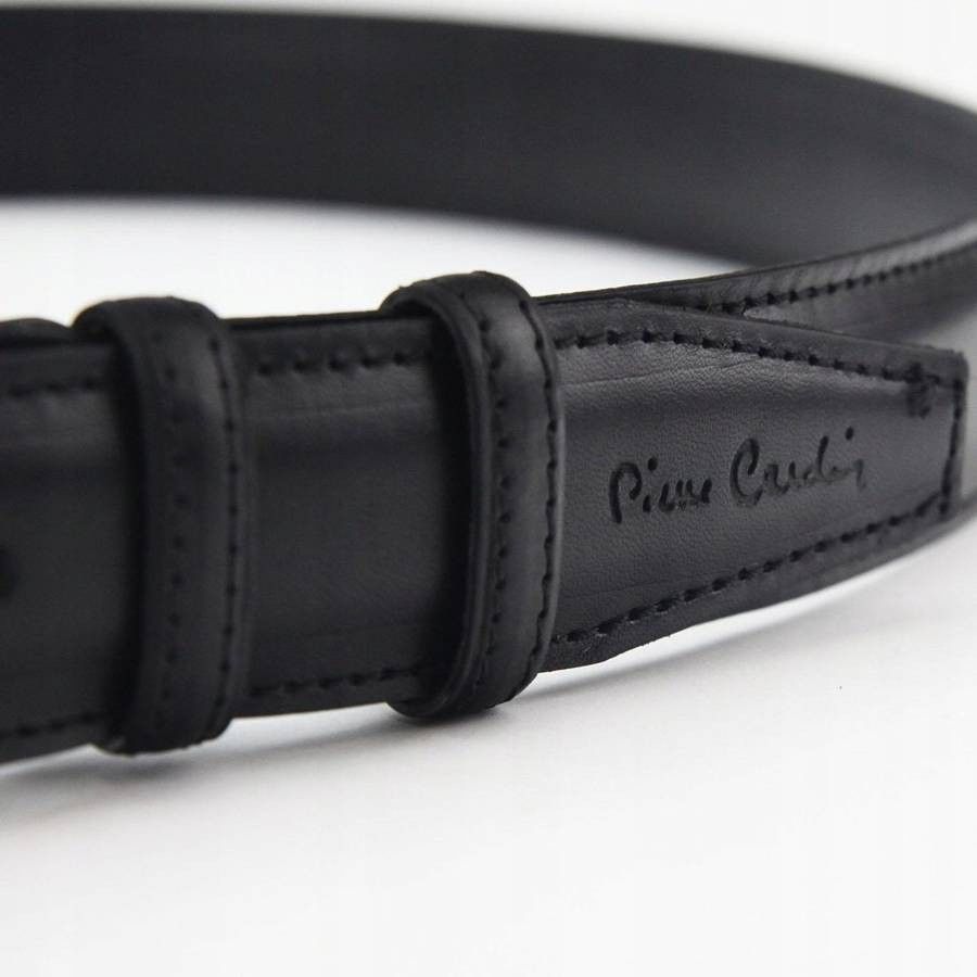 skórzany pasek męski z klasyczną klamrą - pierre cardin