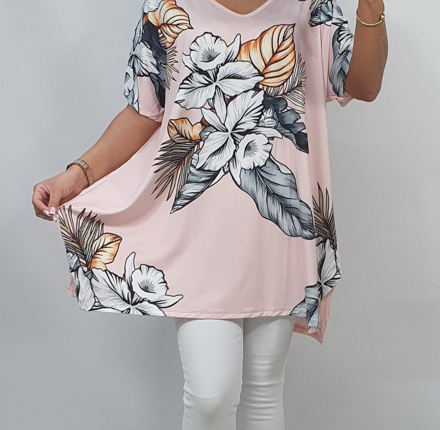 Bluzka, tunika plus size, asymetryczna, dekolt, 50/52/54/56
