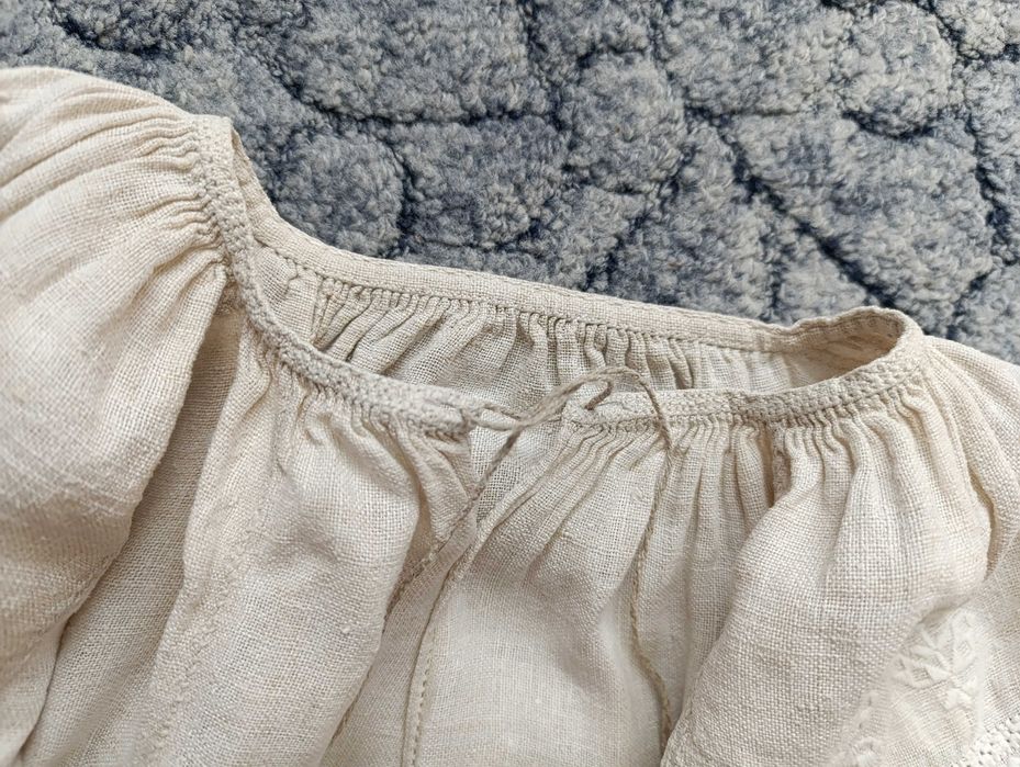 Сорочка жіноча старовинна конопляна, тонке полотно, вишивка білим