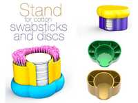 Suporte para cotonetes e discos impressos em 3D