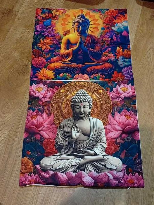 2 świetne poszewki na poduszki Budda, medytacja