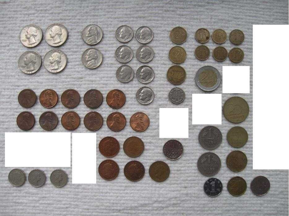Коллекция монет- рубль копейка доллар евро цент жетон метро