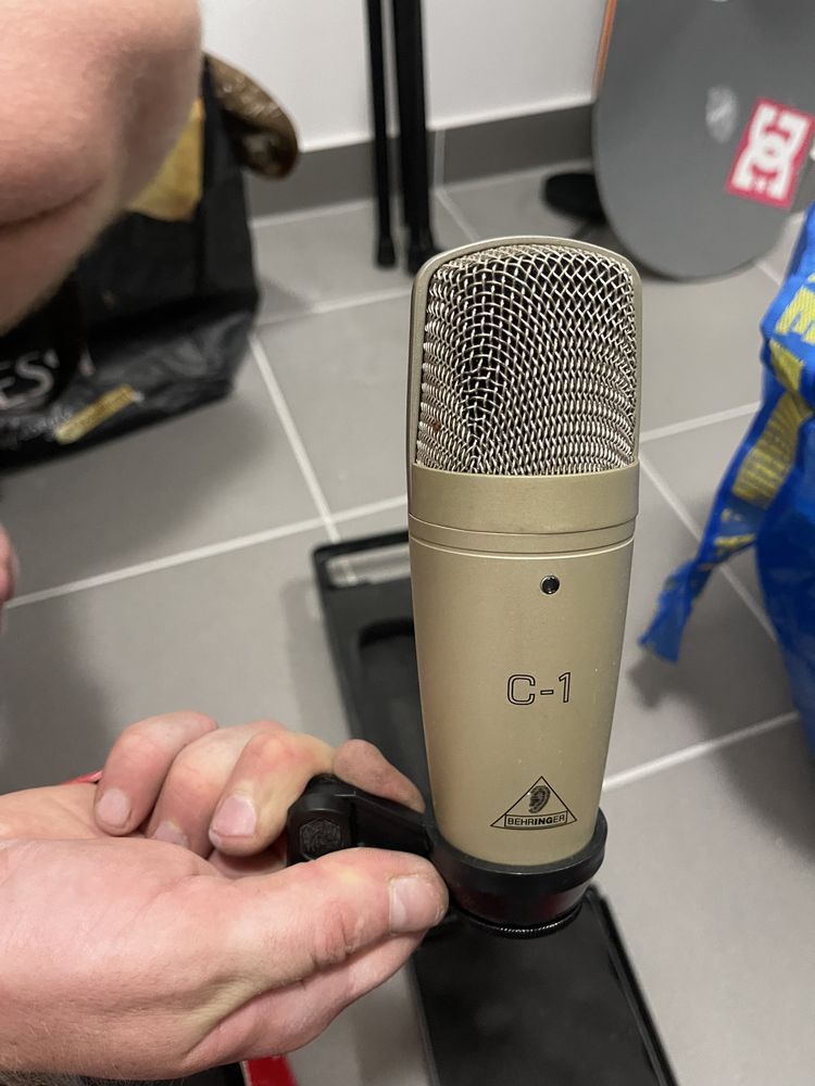 Mikrofon berhinger c1, Statyw, koszyk na mikrofon , pop filter 300