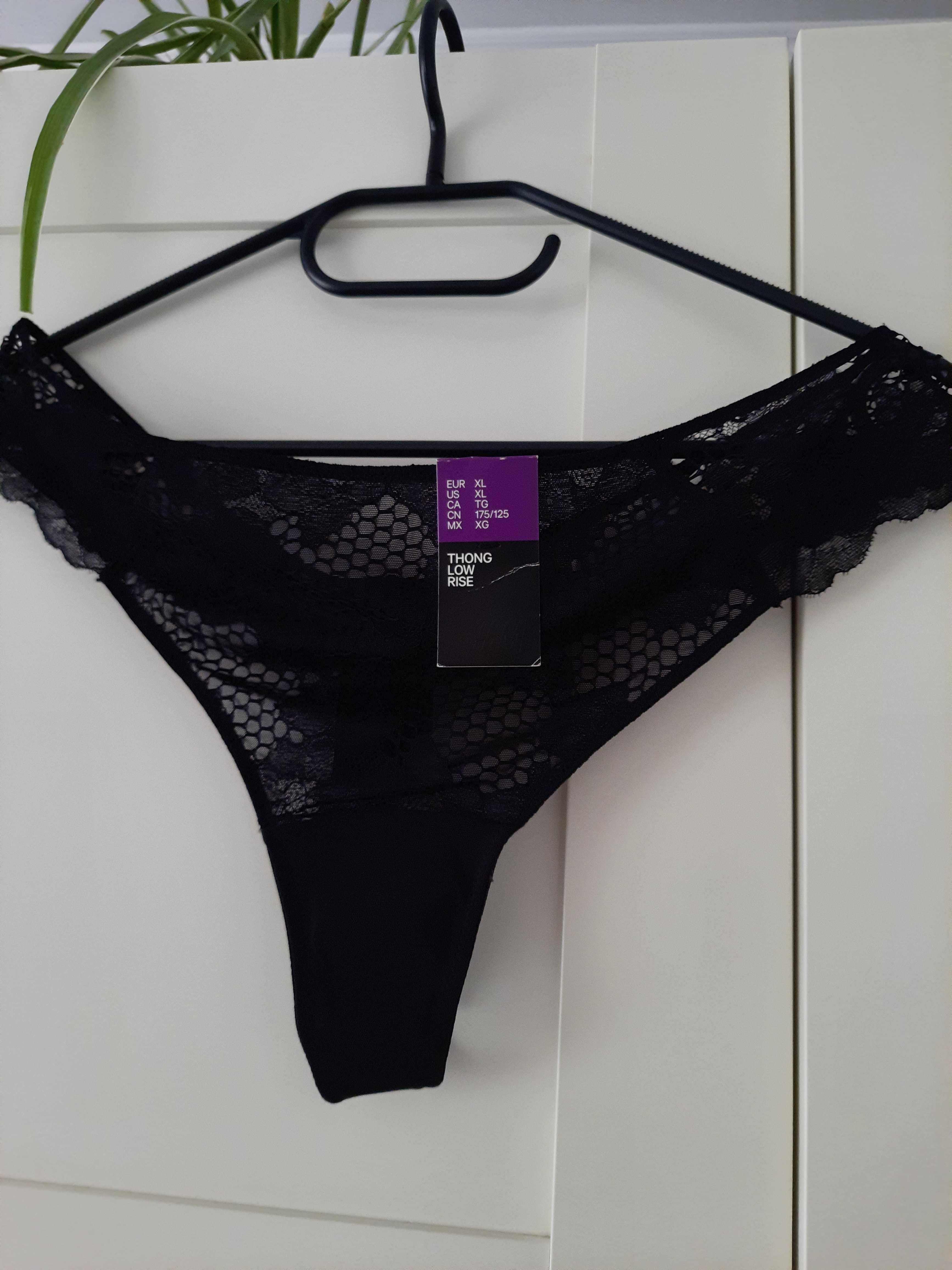 Nowe majtki# stringi H&M# czarne r. XL