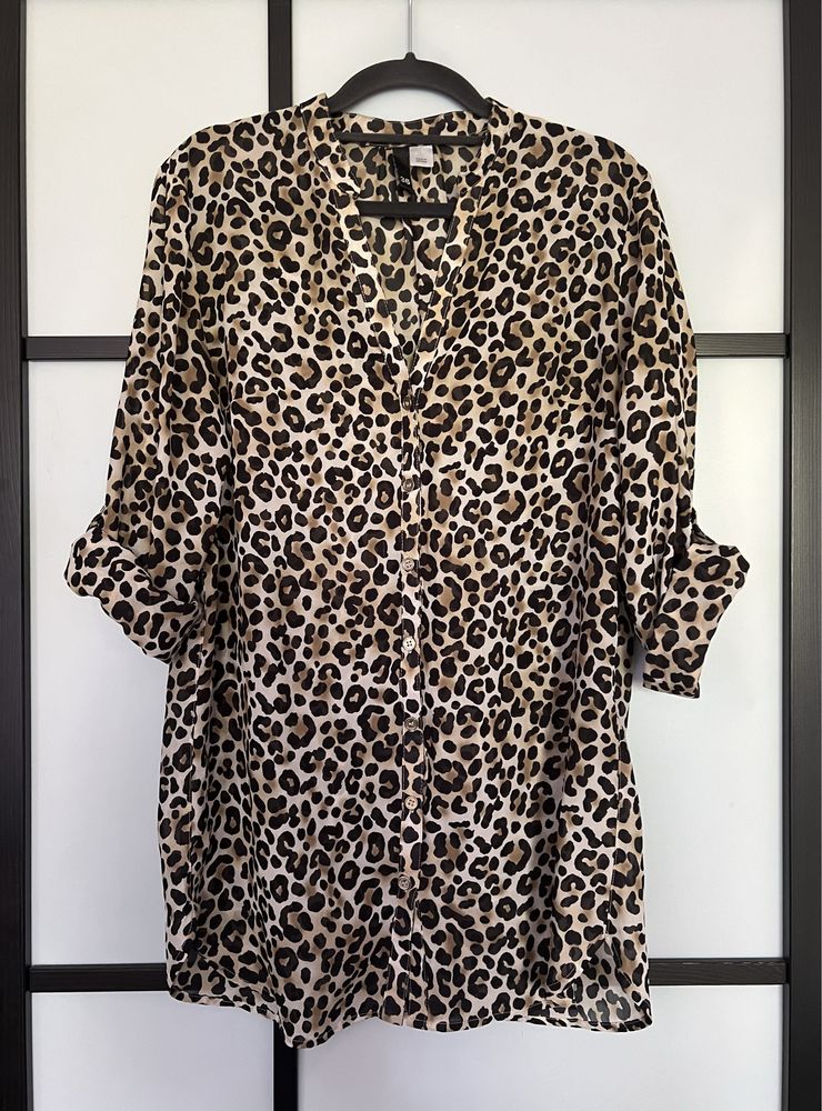 H&M S 36 koszula mgiełka cętki panterka leopard tunika animal print