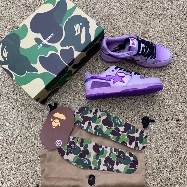 Кроссовки A Bathing Ape Bape SK8 Sta Purple Low Бейп Ста пурпурные