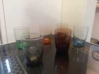 Zestaw 6 szklanek ze szkła kolorowego (nowe PRL)