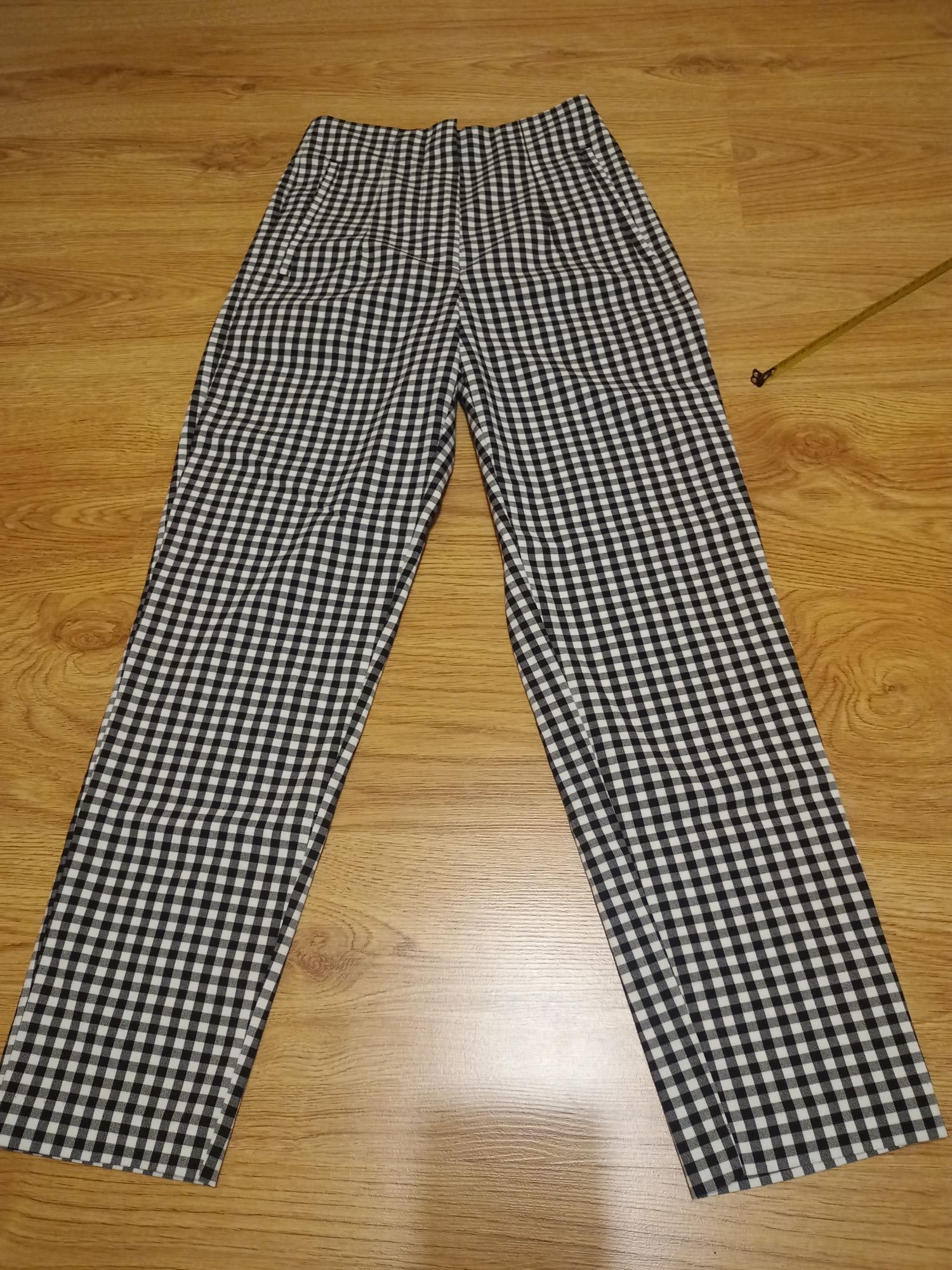 Spodnie chinosy zara w kratke vichy 36