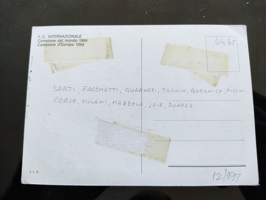 Postal do Inter de Milão 1965 e 1966