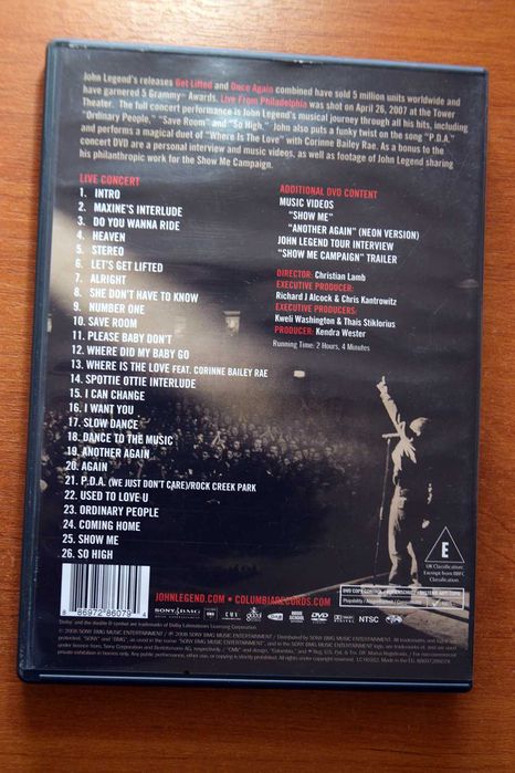 DVD John Legend Live From Philadelphia