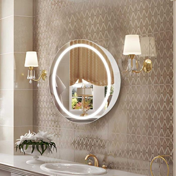 Lustro LED z szafką szafka Janboe okrągłe