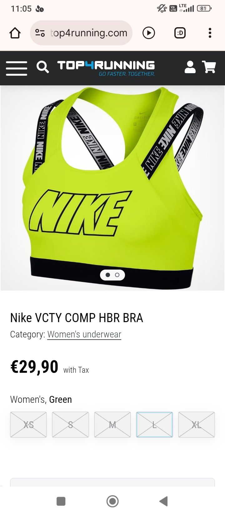 Biustonosz sportowy do biegania rozm L