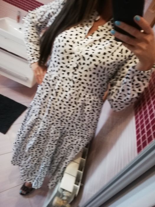 Nowa sukienka 38 M zwiewna jasna koszulowa biała