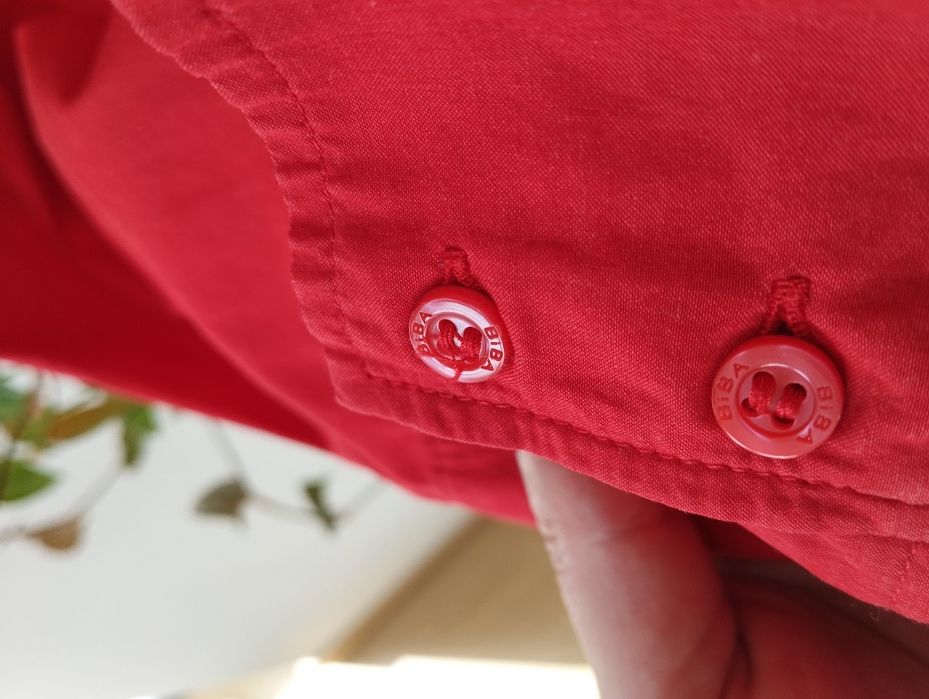 Koszula damska, taliowana, z bawełny, czerwona r.46 BIBA