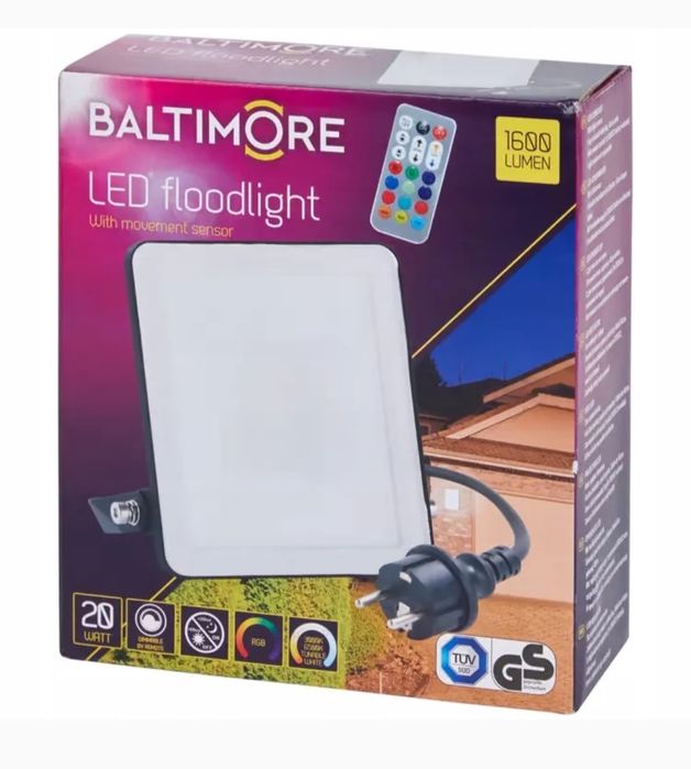 Reflektor LED Baltimore rgb + pilot 20w 17x15 cm mocny 1600 lumenów 30