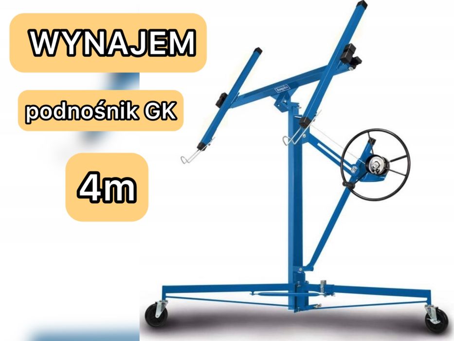 Podnośnik do płyt GK 4 m – wynajem Zabrze / Śląsk (regipsy, sufity)