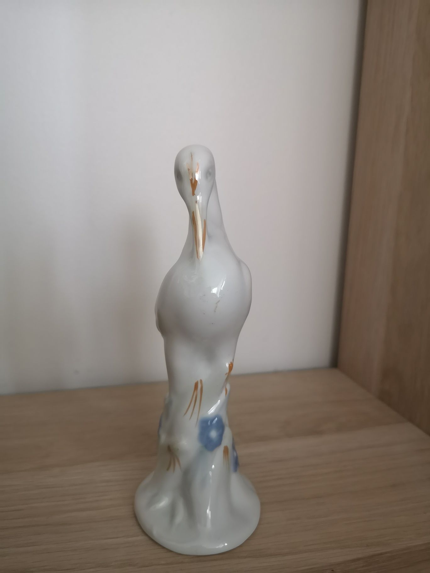 Porcelanowa figurka bociana Vintage 16 cm