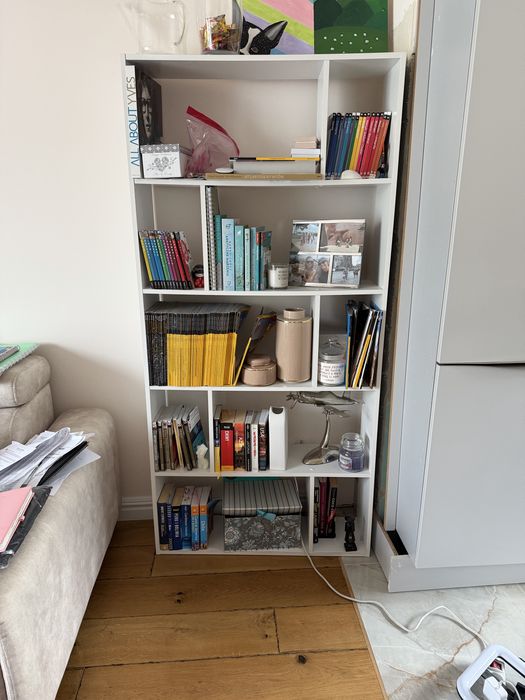 Regal na książki biały 5 półek 174cm stan bardzo dobry