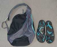 Conjunto natação, mochila e/ou chinelos tam 37, da Decathlon, novos
