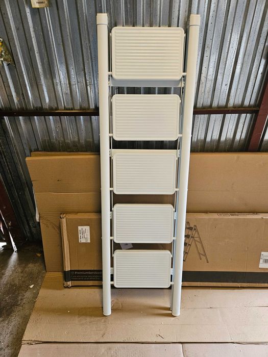Drabina 5-stopniowa rozkładana metalowa 140cm biała