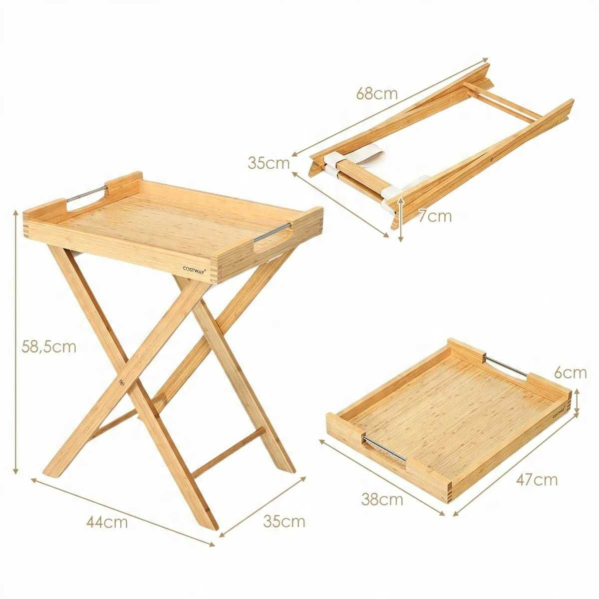 Stolik Costway prostokątny 47 x 38 x 58,5cm bezbarwny (207)