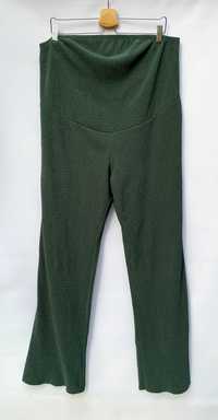 Spodnie Zielone Zgniła Zieleń H&M Mama XL 42 Proste Plisowane