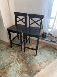 2x czarny hoker krzeslo wysokie ikea Ingolf stołek barowy 63cm