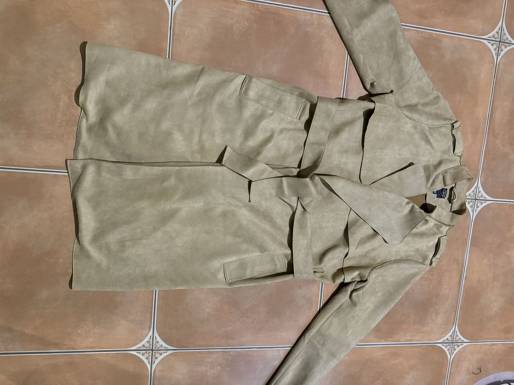 Płaszcz trench imitacja zamszu rozm M