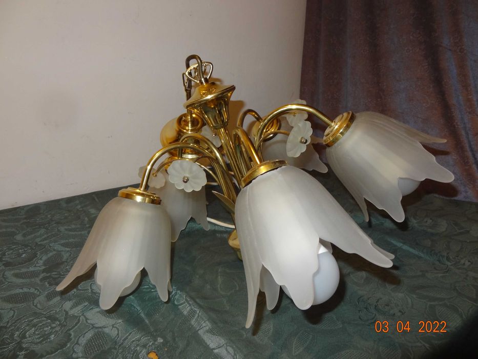 Ładna lampa, E27, żyrandol, metal, 5 ramion.