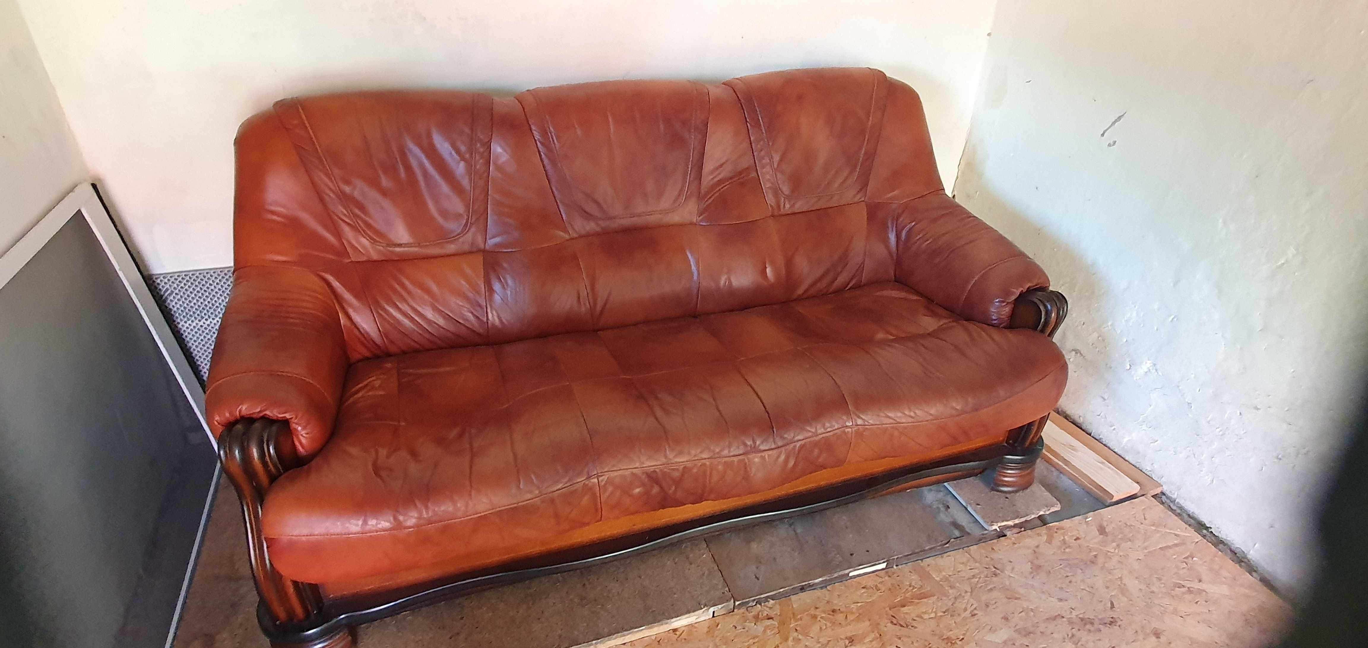 Sofa skórzana 3 osobowa rozkładana z funkcją spania