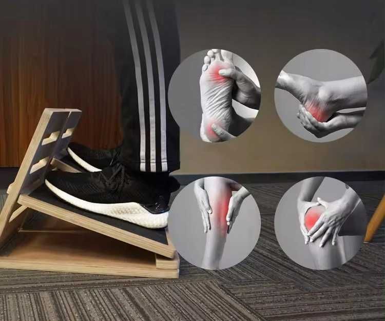 Drewniana platforma do rozciągania łydek regulowana 150kg fizjoterapia