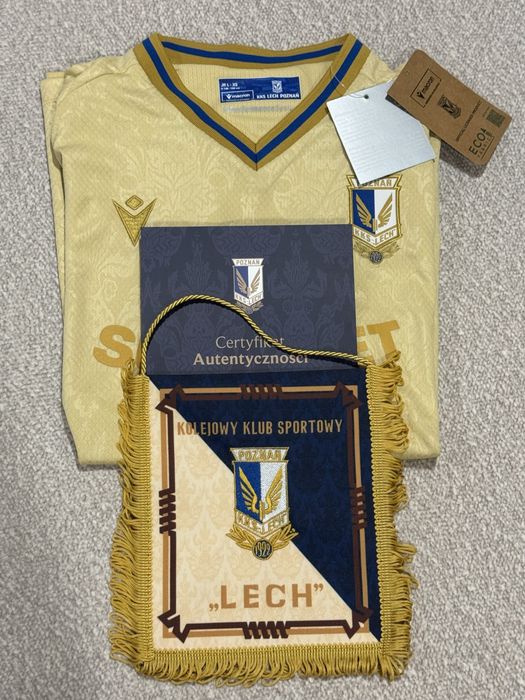 Limitowana kolekcjonerska koszulka Lech Poznań złota dziecieca r L