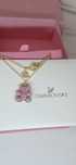 Łańcuszek z misiem naszyjnik Teddy bear pink różowy złoty Swarovski