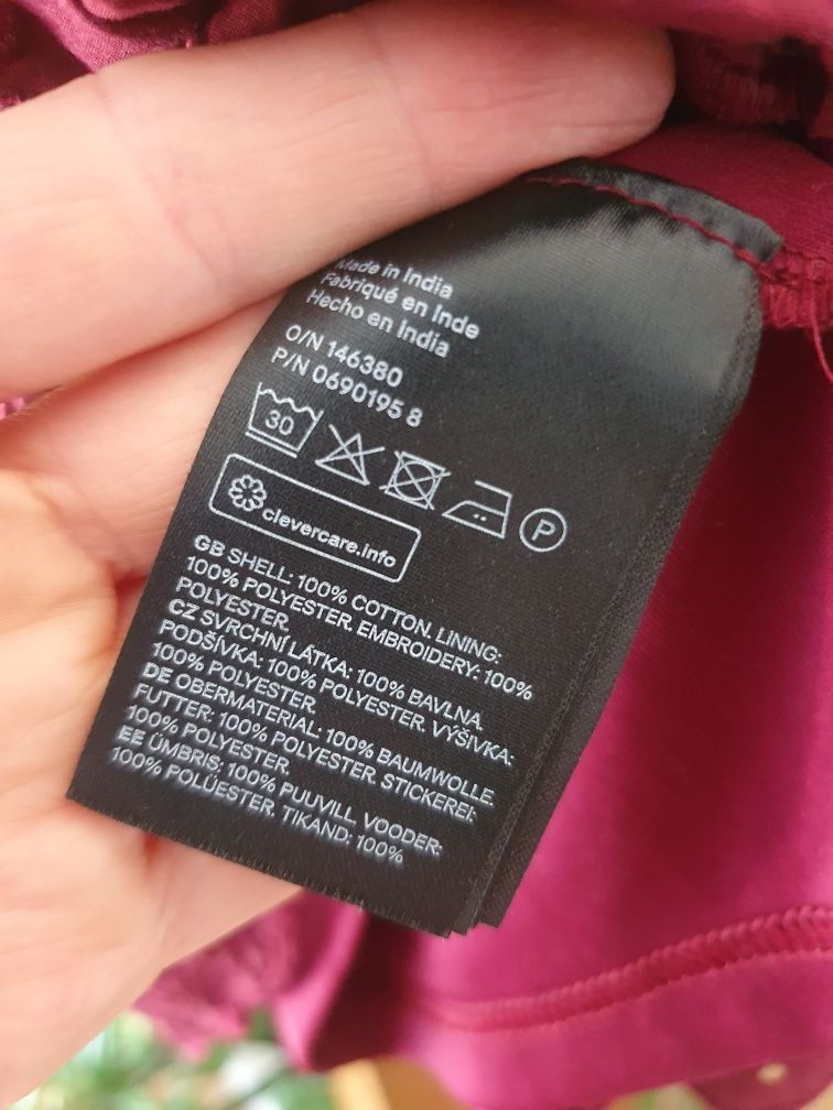 Sukienka H&M 36 bawełna ażurowa wyszywana bordo